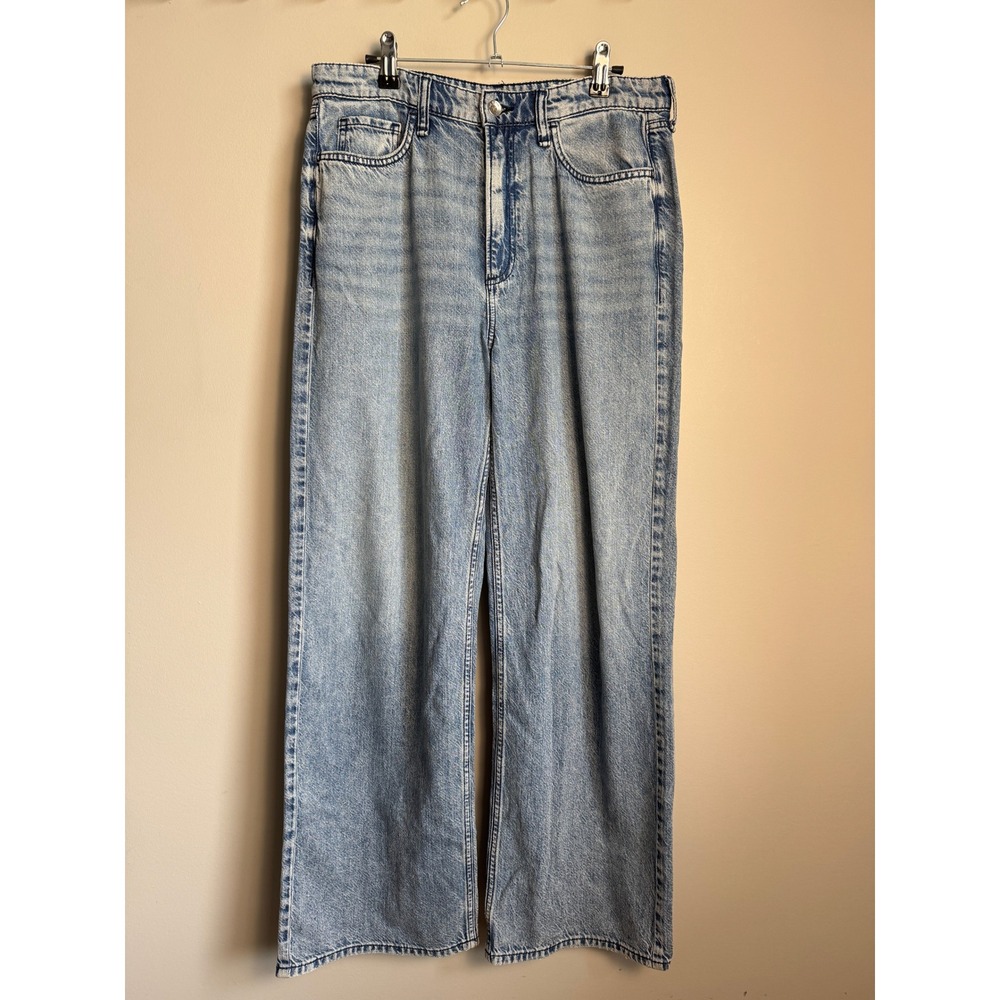 Rag & Bone Womens Blue Cloud Lori Jean 27 Wide Leg High Rise Denim Streetwear